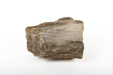 A solid mineral in shades of brown, white, and beige