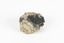 A hand-sized solid mineral specimen in shades of brown, green, light grey and dark grey