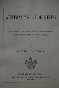 Book, Australian Aborigines, 1881