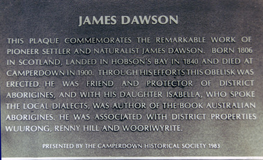 Photograph - Unveiling plaque at the Wombeetch Puyuun Monument in the Camperdown Cemetery, 12/12/1983