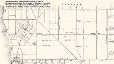Map of Dendy's Special Survey: 1852 Map of Henry Dendy's Special Survey of 1841