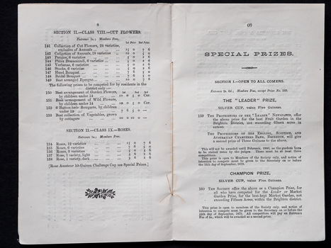 Brighton Horticultural Society - Programme 1879