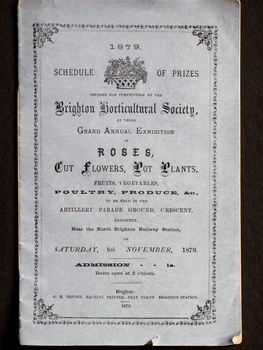 Brighton Horticultural Society - Programme 1879