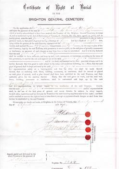 1890 Certificate Right of Burial
