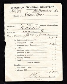 Documents, Burial James Jones 1940