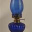 Early 1900s blue glass kerosene lamp
