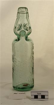 Glass Codd bottle. Bennett's Lemonade, with sealing marble and part of washer inside