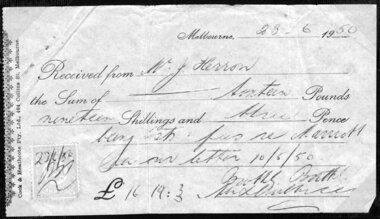 Document, Receipt 1950