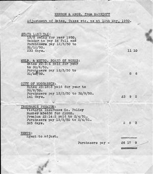 Document, statement of fees 1950