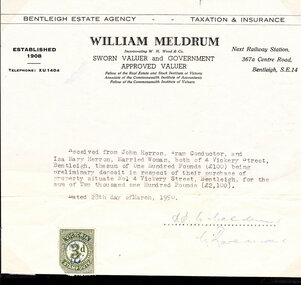 Document, deposit receipt 1950