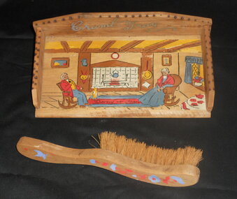 Poker-work, Handpainted Crumb Tray and Brush