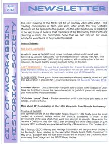 Newsletter, City of Moorabbin Historical Society Apr 2012, April 2012