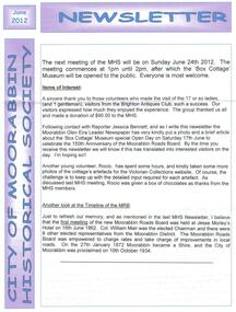 Newsletter - City of Moorabbin Historical Society  Jun 2012, June 2012