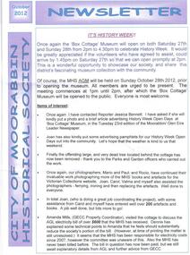 Newsletter - City of Moorabbin Historical Society Oct 2012, October 2012