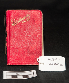Books, birthday diary, red, leather, c1945