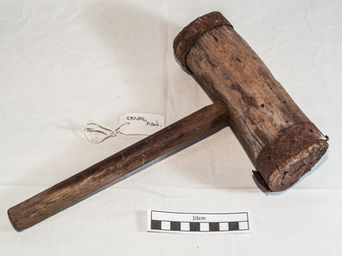 Tools, mallet, wooden cylindrical, c1880