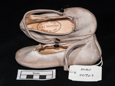 Clothing, Child's cream  'Seraph Shoes', c1928