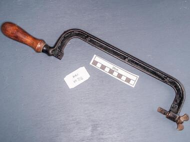 Tools, steel hacksaw with wooden handle, c1900