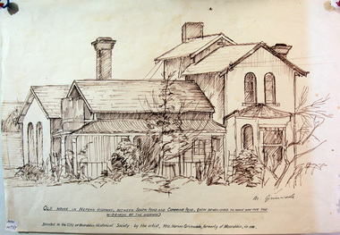 Drawing,  of early house Cummins Road Moorabbin, c1950