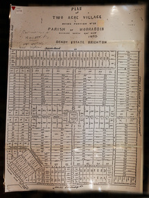 Document,photocopy plan 'Two Acre Village 'c1852, c1960