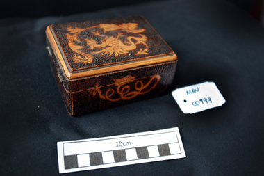 Personal Effects, wooden  chinese decorated box, 20thC