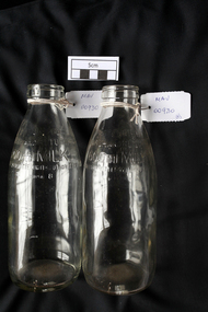 Manufactured Glass, milk bottles  600ml, c1970