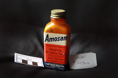 Manufactured Glass, brown bottle 'AMOSAN', 20thC