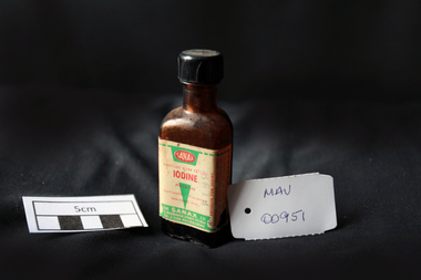 Manufactured Glass, brown bottle 'Iodine', 20thC