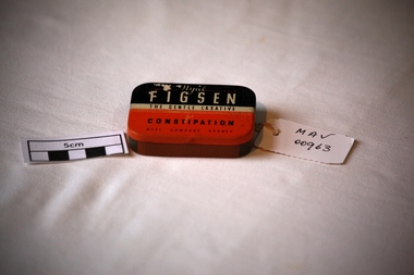 Containers, tin  'Figsen' 'Nyal', mid 20thC