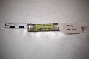 Containers, metal cylindar 'Benzedrine ' inhaler, mid 20thC
