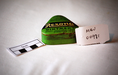 Containers, tin 'Rexona' ointment, c1985