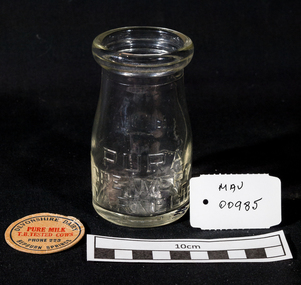 Manufactured Glass,    bottle PURA Cream 4oz, 20thC