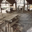 'Box Cottage' dismantled in sections, lying on the floor of the storage building of the Lewis Timber Co Ltd Jasper Road Ormond (2 of 3)