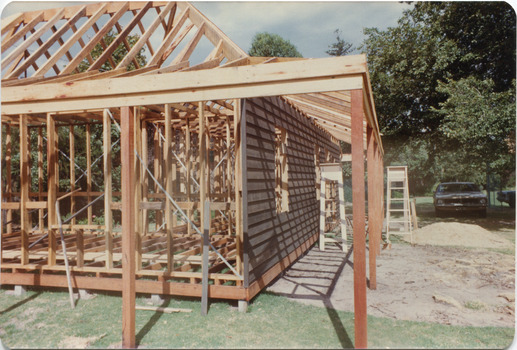 Reconstruction of Box Cottage in Joyce Park February 1984 (1 of 3)