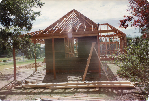 Reconstruction of Box Cottage in Joyce Park February 1984 (2 of 3)