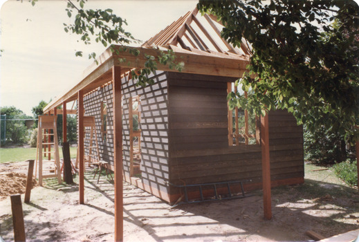 Reconstruction of Box Cottage in Joyce Park February 1984 (1 of 3)