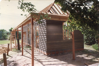 Reconstruction of Box Cottage in Joyce Park February 1984 (1 of 3)