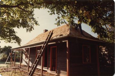 Box Cottage reconstruction - working on shingle roof (1 of 3)
