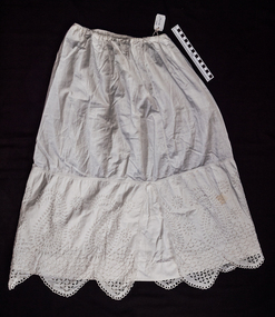 Clothing, lady's half petticoat with cutwork hem
