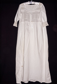 Clothing, lady's long cotton nightgown c1900