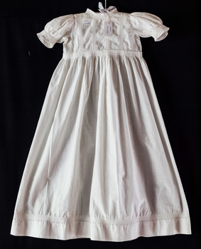 Clothing, baby's cotton christening gown, pintucks