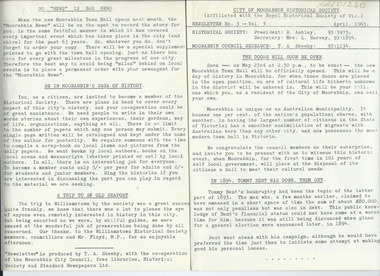Newsletter, City of Moorabbin Historical Society     No. 3..  Vol.3 April  1963, City of Moorabbin Historical Society Newsletter    No. 3    Vol. 3  April  1963, 1963