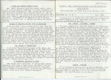 Newsletter, City of Moorabbin Historical Society     No.6     Vol. 3      July   1963, City of Moorabbin Historical Society  Newslaetter    No. 6     Vol  3.    July    1963, 1963