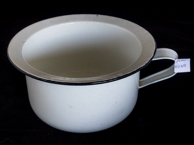 Personal Effects, chamber pot, white enamel, c1950