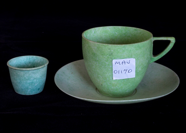 Kitchen Equipment, Bakelite Green, Cup,saucer, eggcup, c1930