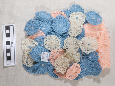 Craftwork, crochet wool circlet roses, c1950
