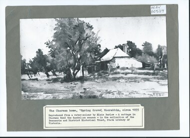 Photograph, B/W  Watercolour,'Spring Grove' Charman Cottage built c1855   E Barlow c 1900, Elsie Barlow, c1900