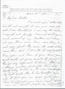 Document, Photocopy Letter Stephen Charman   to Michael Charman UK 1857, 1857