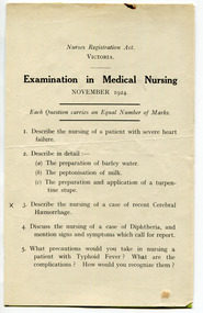 Examination in Medical Nursing November 1924