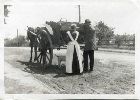 Black & White Mrs J.L.Smith & W. Ellis, the local butcher